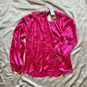 NWT Umgee Fuchsia Crystal Studded Long Sleeve Blouse